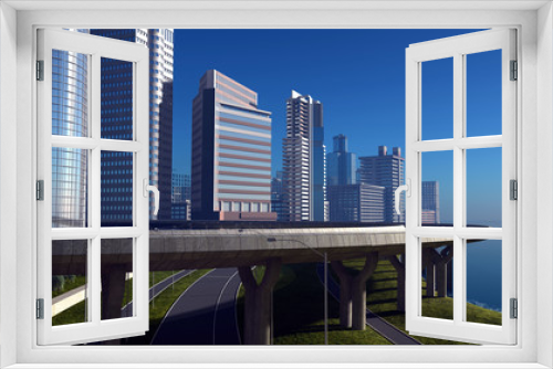 Fototapeta Naklejka Na Ścianę Okno 3D - Skyscrapers