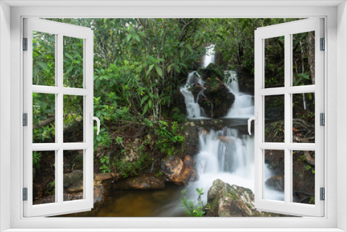 Fototapeta Naklejka Na Ścianę Okno 3D - Crystal waterfall in Chapada dos Veadeiros in Alto Paraiso de Goias.
