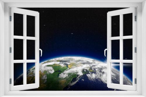 Fototapeta Naklejka Na Ścianę Okno 3D - View of blue planet Earth in space with her atmosphere with cope space elements of this image furnished by NASA