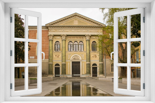 Fototapeta Naklejka Na Ścianę Okno 3D - Facade of the Israelite temple in Modena, Italy. Built in Lombard style, the synagogue is located in the historic center of the Emilian city.