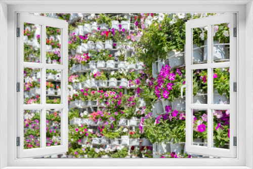Fototapeta Naklejka Na Ścianę Okno 3D - colorful petal flower tower on sunny day