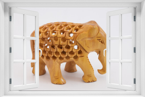 Fototapeta Naklejka Na Ścianę Okno 3D - elephant art indian, wood carved elephant