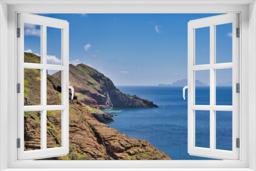 Fototapeta Naklejka Na Ścianę Okno 3D - Ponta de Sao Lourenco, Madeira,Portugal. Beautiful scenic mountain view of green landscape,cliffs and Atlantic Ocean.
