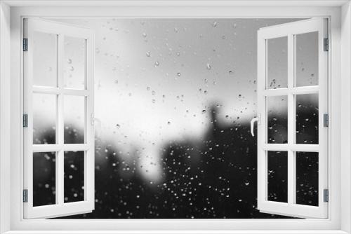 Fototapeta Naklejka Na Ścianę Okno 3D - Raindrops on window glass with blur background