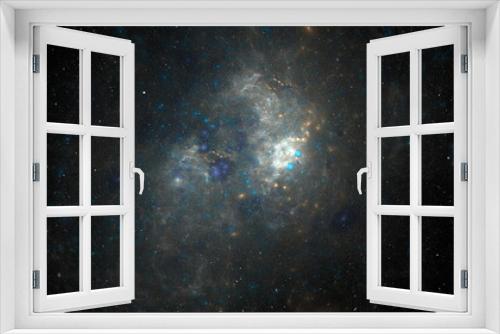 Fototapeta Naklejka Na Ścianę Okno 3D - Cosmic background of stars and galaxies. A dark infinite universe with shining stars and constellations. Stellar space. Stardust nebulae. 3d render