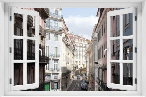 Fototapeta Naklejka Na Ścianę Okno 3D - Blick in die Altstadt von Lissabon im Chiado-Quartier