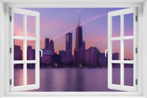 Fototapeta Naklejka Na Ścianę Okno 3D - Chicago USA city center skyscrapers and architecture, America travel downtown, drawing in oil wall art print for canvas or paper poster, tourism production design real painting modern artistic artwork