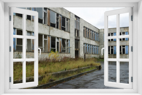 Fototapeta Naklejka Na Ścianę Okno 3D - Abandoned school building for children of Soviet soldiers, Milovice, Czech Republic