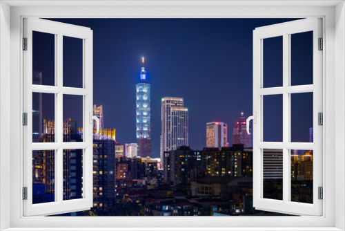Fototapeta Naklejka Na Ścianę Okno 3D - Taipei city skyline at night