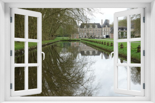 Fototapeta Naklejka Na Ścianę Okno 3D - Chateau de Courances et miroir d'eau
