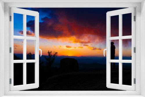 Fototapeta Naklejka Na Ścianę Okno 3D - Colorful Sunrise Person At Sunset beautiful view
