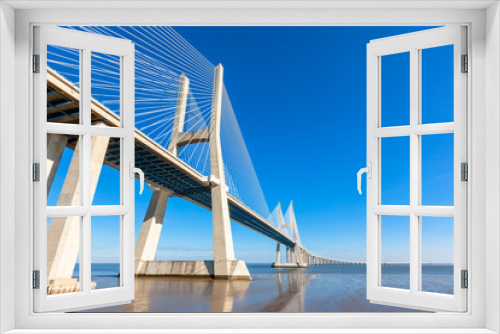 Fototapeta Naklejka Na Ścianę Okno 3D - Modern bridge fragment: Vasco da Gama Bridge, Lisbon