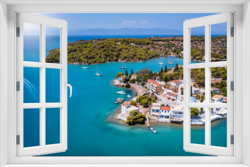 Fototapeta Naklejka Na Ścianę Okno 3D - Aerial view of the town Porto Cheli, a luxury seaside retreat at the east edge of the Peloponnese peninsula, Greece