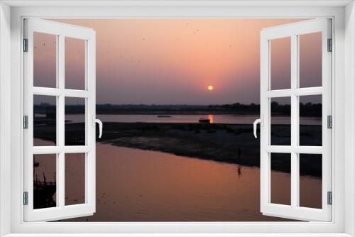 Fototapeta Naklejka Na Ścianę Okno 3D - sunset on the river