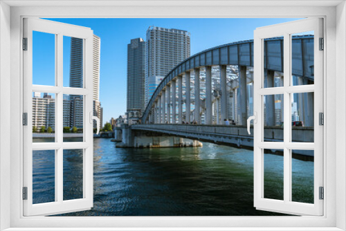 Fototapeta Naklejka Na Ścianę Okno 3D - 東京の風景；勝鬨橋周辺と隅田川０３