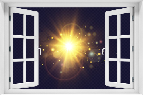 Fototapeta Naklejka Na Ścianę Okno 3D - Bright light effects. Shiny stars.glare, explosion, sparkle, line, sun flare, spark and stars.