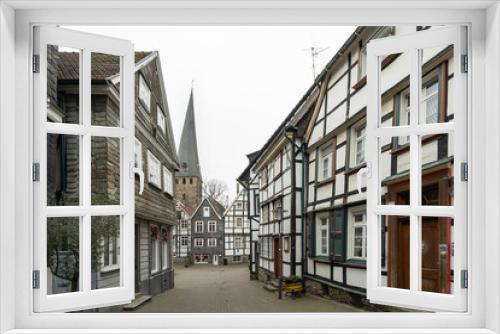Fototapeta Naklejka Na Ścianę Okno 3D - Historisches Fachwerkensemble am Untermarkt in Hattingen an der Ruhr, Nordrhein-Westfalen
