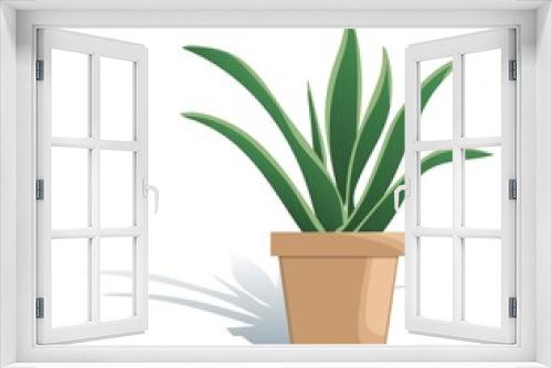 Fototapeta Naklejka Na Ścianę Okno 3D - Potted houseplant sansevieria vector illustration. Succulent in flat modern style. Isolated on white background