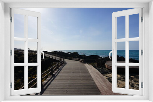 Fototapeta Naklejka Na Ścianę Okno 3D - fine seaside walkway and gazebo