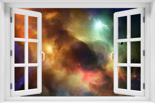 Fototapeta Naklejka Na Ścianę Okno 3D - Nebula in outer space, planets and galaxy