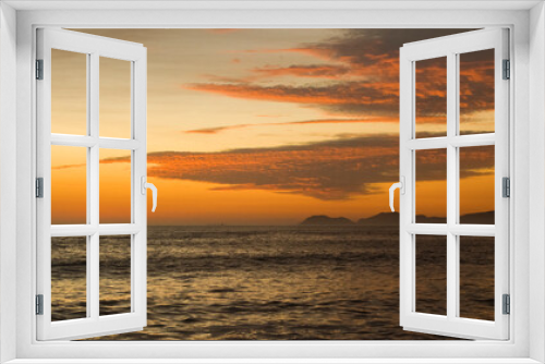Fototapeta Naklejka Na Ścianę Okno 3D - Sunset in green coast, San Lorenzo island Lima Peru
