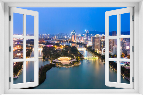 Fototapeta Naklejka Na Ścianę Okno 3D - Aerial photography of Xiamen city night scene large format
