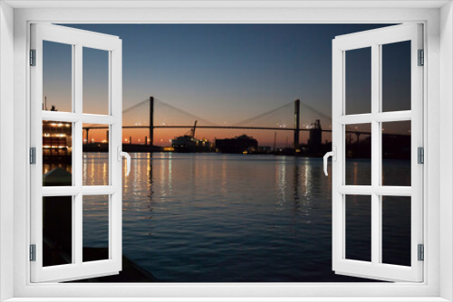 Fototapeta Naklejka Na Ścianę Okno 3D - Bridge over the Savannah River at sunset