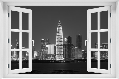 Fototapeta Naklejka Na Ścianę Okno 3D - Skyline of Shenzhen city, China. Viewed from Hong Kong border