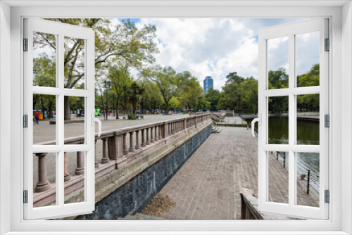 Fototapeta Naklejka Na Ścianę Okno 3D - Mexico City, CDMX, Mexico, OCT 21 2021, Chapultepec lake in Chapultepec park