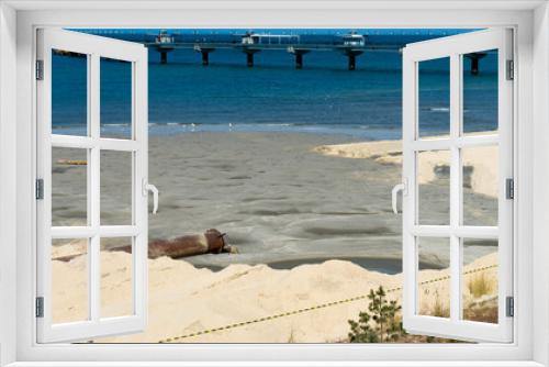 Fototapeta Naklejka Na Ścianę Okno 3D - prace budowlane nad morzem bałtyk, plaża piasek wydmy
