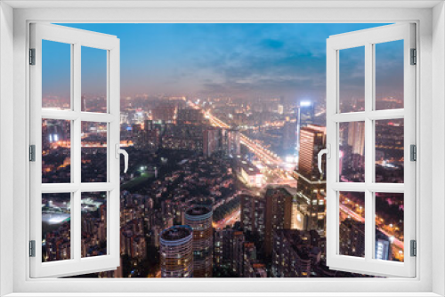 Fototapeta Naklejka Na Ścianę Okno 3D - Aerial photography night view of modern buildings in Chengdu High-tech Zone