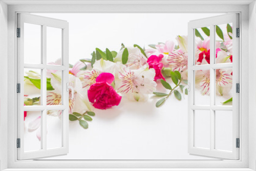 Fototapeta Naklejka Na Ścianę Okno 3D - beautiful pink and white flowers on white background