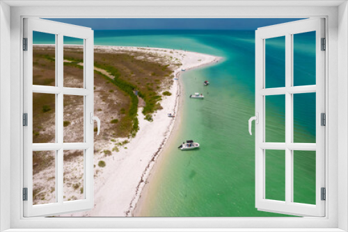 Fototapeta Naklejka Na Ścianę Okno 3D - Florida beach. Summer vacation. Panorama of Caladesi island and Honeymoon Island State Park. Blue-turquoise color of salt water. Ocean or Gulf of Mexico. Tropical Nature. North America. Aerial view. 