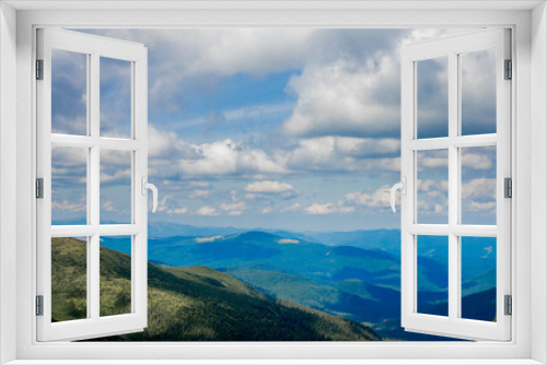 Fototapeta Naklejka Na Ścianę Okno 3D - View of the blue sky and mountain landscape. The scene is early in the morning. Mountain natural landscape