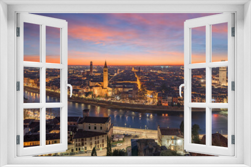 Fototapeta Naklejka Na Ścianę Okno 3D - Verona, Italy Skyline on the Adige River