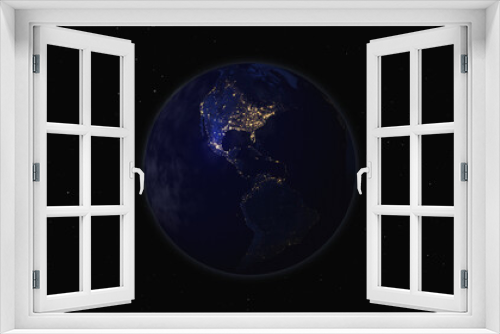 Fototapeta Naklejka Na Ścianę Okno 3D - Earth globe night view from space 3d illustration