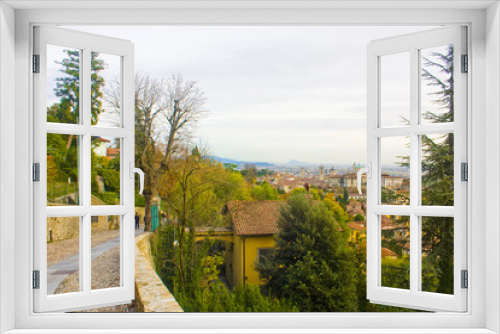 Fototapeta Naklejka Na Ścianę Okno 3D - Beautiful panorama of Bergamo from Upper Town (Citta Alta), Italy