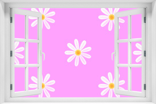 Fototapeta Naklejka Na Ścianę Okno 3D - Naive seamless vector pattern with daisies on a pink background.