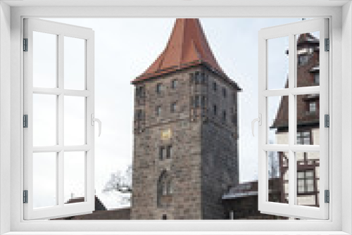 Fototapeta Naklejka Na Ścianę Okno 3D - Gate tower (Tiergärtnertorturm or Tiergärtnertor) in Nuremberg