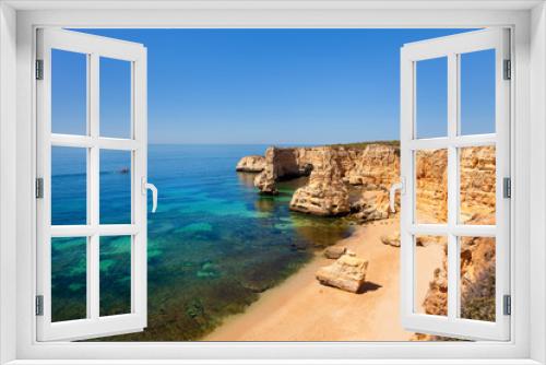 Fototapeta Naklejka Na Ścianę Okno 3D - Marinha beach at Lagoa, Algarve, Portugal