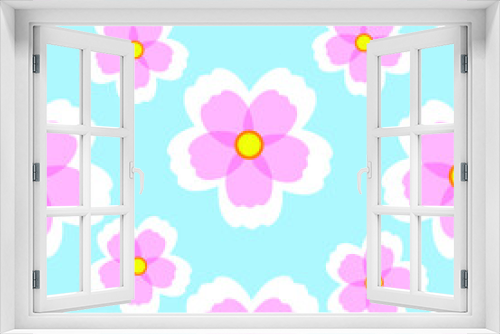 Fototapeta Naklejka Na Ścianę Okno 3D - Vector seamless pattern with pink flowers