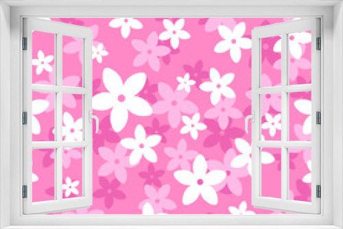 Fototapeta Naklejka Na Ścianę Okno 3D - Vector seamless pattern with white and pink flowers.