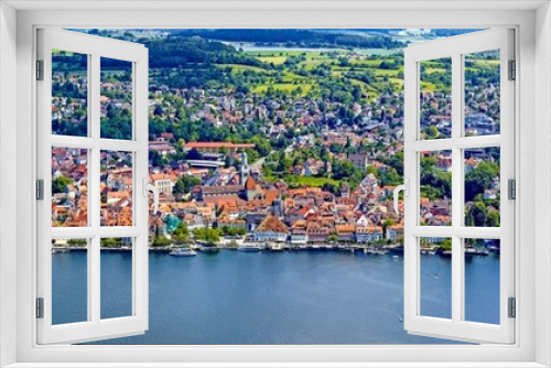 Fototapeta Naklejka Na Ścianę Okno 3D - Überlingen am Bodensee in Deutschland - Luftbildpanorama