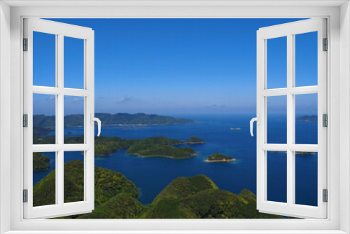 Fototapeta Naklejka Na Ścianę Okno 3D - 対馬金田城頂上から見た浅茅湾の島々