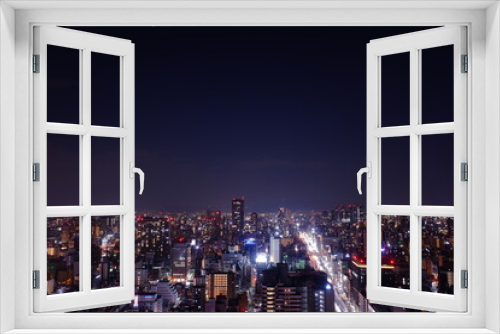 Fototapeta Naklejka Na Ścianę Okno 3D - 大阪の都市風景　夕暮れと夜景