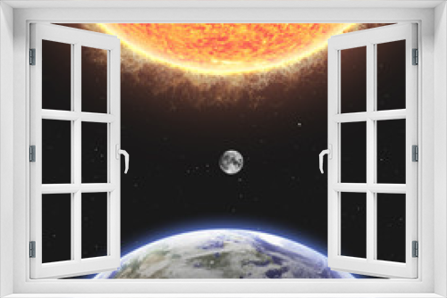Fototapeta Naklejka Na Ścianę Okno 3D - Earth and Sun. Elements of this image furnished by NASA