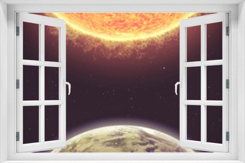 Fototapeta Naklejka Na Ścianę Okno 3D - Earth and Sun. Elements of this image furnished by NASA
