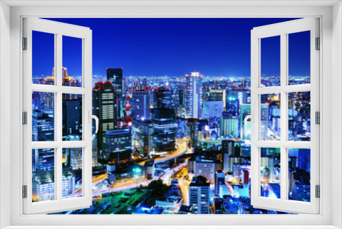 Fototapeta Naklejka Na Ścianę Okno 3D - Osaka Japan Skyline