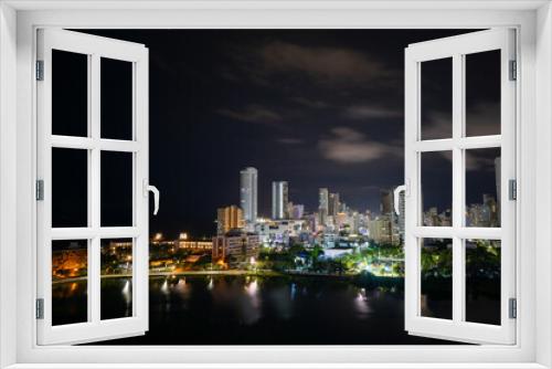 Fototapeta Naklejka Na Ścianę Okno 3D - night city, Cartagena, bocagrande at night. night skyline