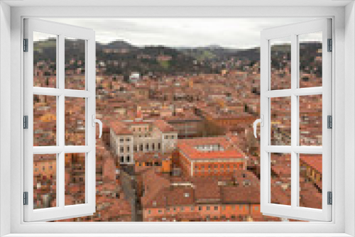 City of Bologna birds view. Rooftops. Italy. Europe.